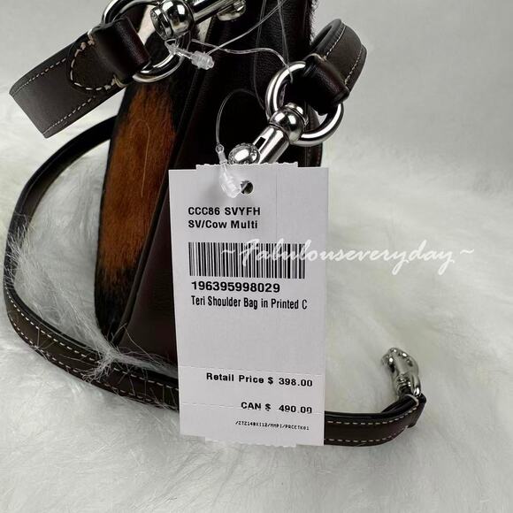 Coach Teri Shoulder Bag With Cow Print CCC86 Cow printed haircalf/Sv/Cow Multi - Picture 5 of 11